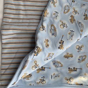 Train, Car, Bicycle & Striped Baby Infant Blanket